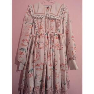 Strawberry Picking Twill Fabric Sweet Lolita Dress Long Sleeves OP